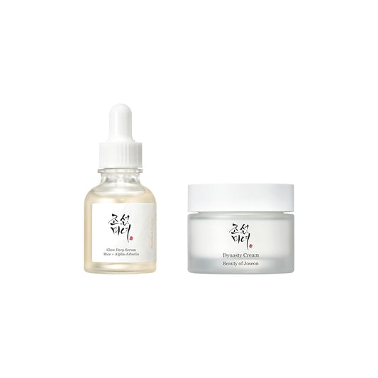 Glow Deep Serum with Rice and Alpha-Arbutin (30ml) & Dynasty Cream Hydrating Face Moisturizer (50ml) - Premium Korean Skincare Set