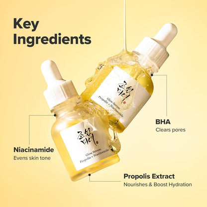 Glow Serum Propolis and Niacinamide Hydrating Facial Soothing Moisturizer for Uneven Skin Tone Korean Skin Care 30Ml 1 Fl.Oz
