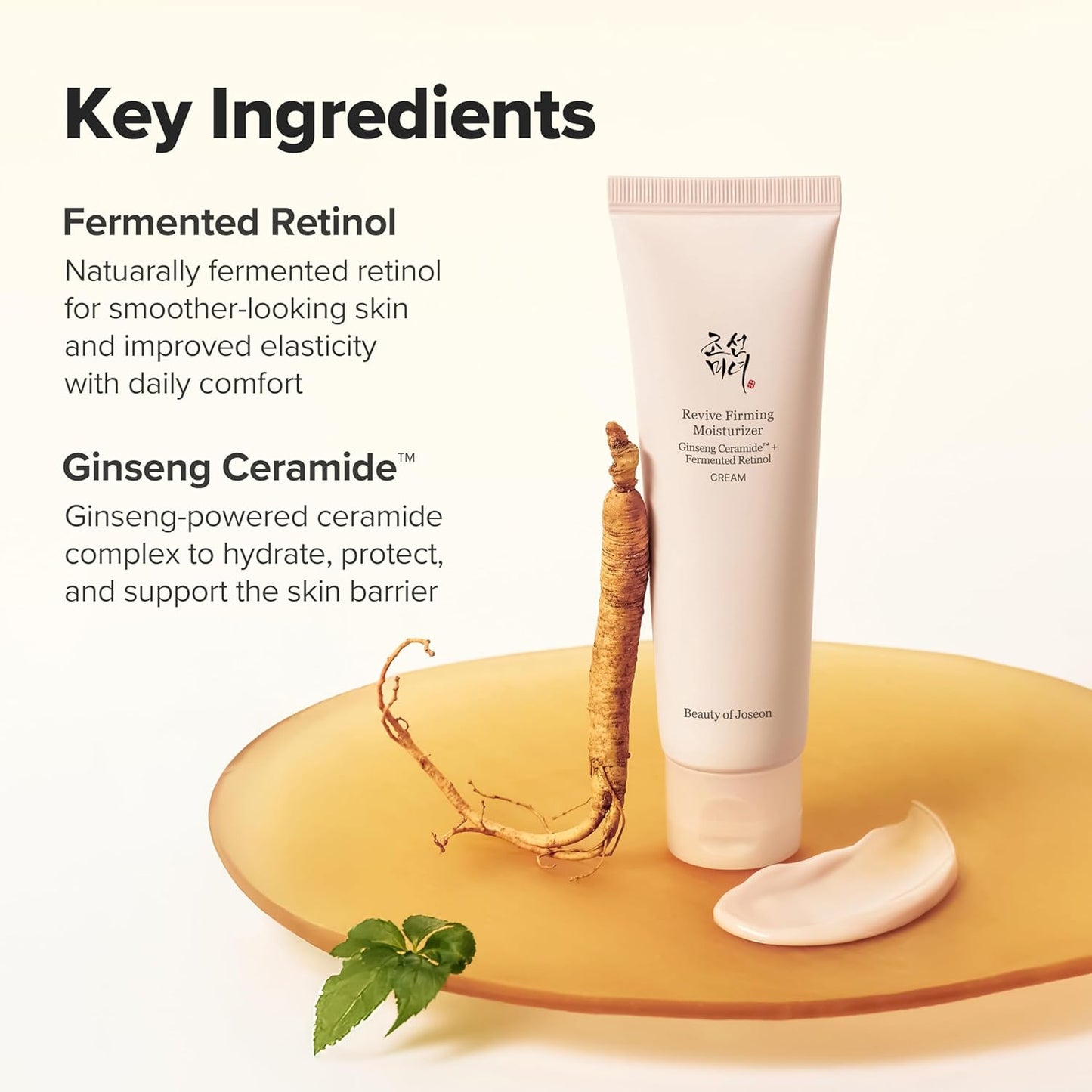 Revive Firming Moisturizer Ginseng Ceramide + Fermented Retinol for Dry, Sensitive Skin Korean Skincare for Women and Men, 60Ml,2.02 Fl.Oz.
