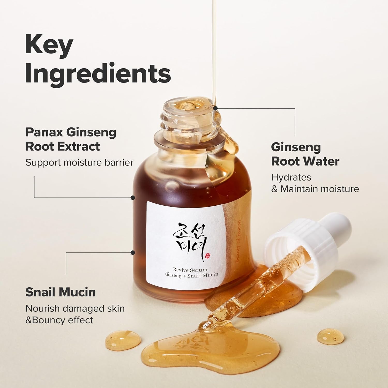 Revive Snail Mucin Ginseng Serum Hydrating Peptide Facial Moisturizer Dark Spot Acne Scar Remover for Sensitive Face. Korean Skin Care for Men and Women, 30Ml, 1Fl. Oz