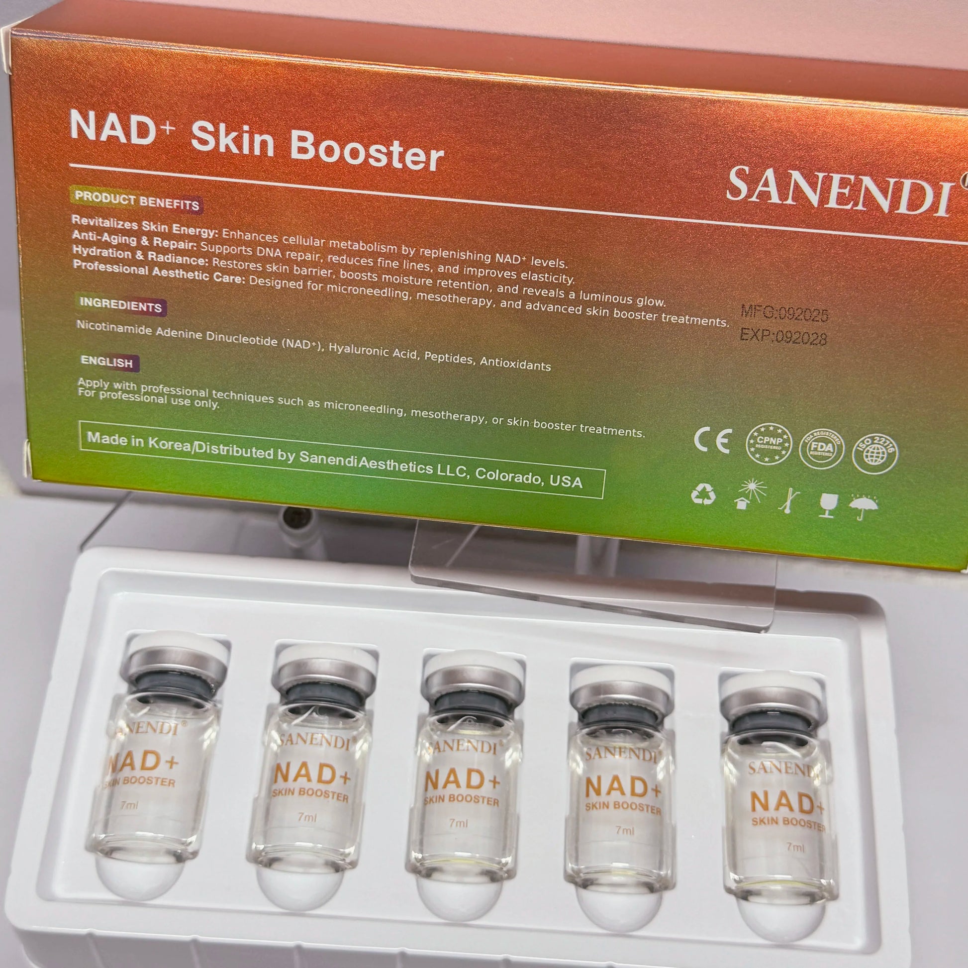NAD+ Korea Skincare Product Complex Essence for Light Texture and Transparent-Feel Daily Care Essence Set 7Mlx5 Vials