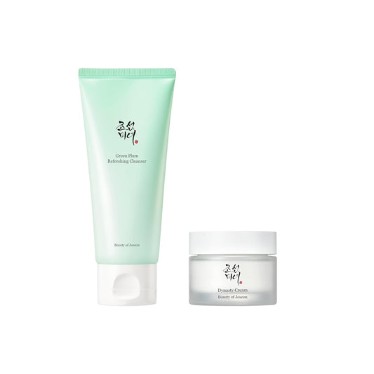 Green Plum Refreshing Cleanser (100ml) & Dynasty Cream Hydrating Face Moisturizer (50ml) - Premium Korean Skincare Set