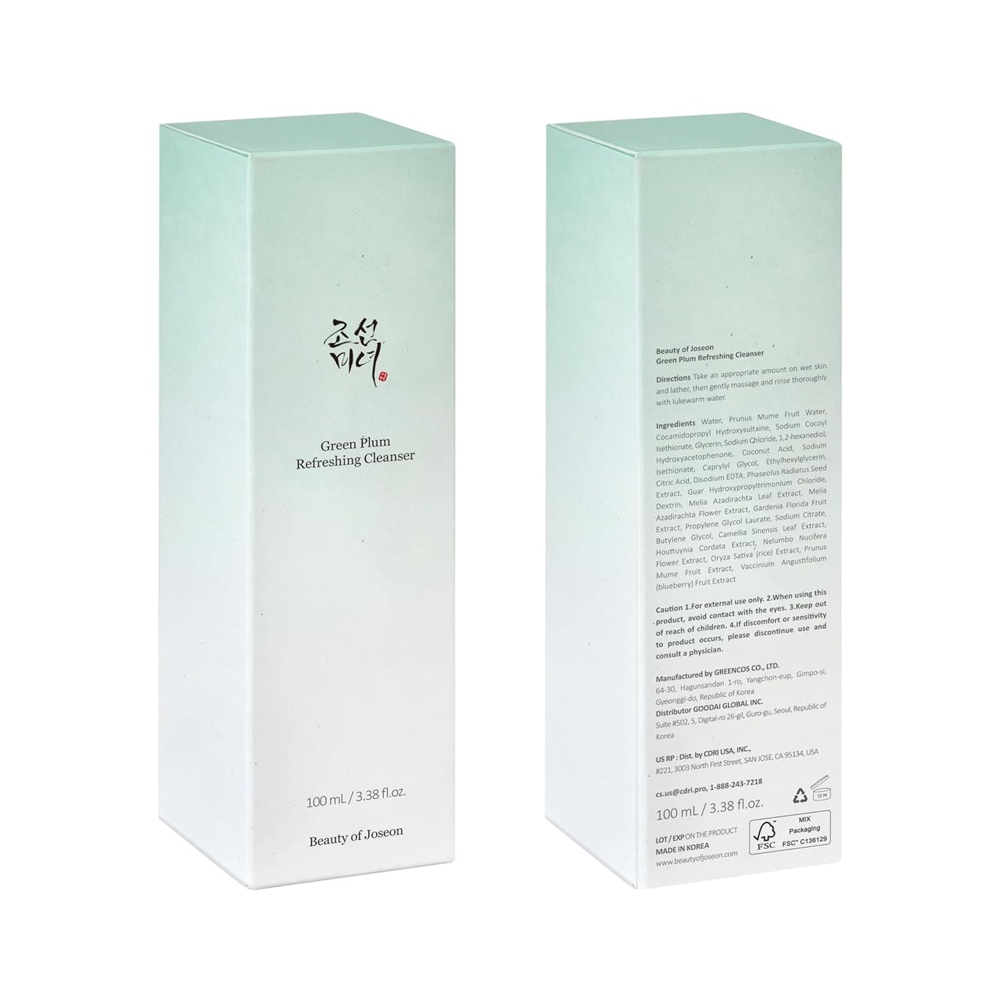 Red Bean Refreshing Pore Mask (140Ml, 4.73 Fl.Oz.) with Green Plum Refreshing Cleanser (100Ml, 3.38 Fl.Oz.), Korean Skincare