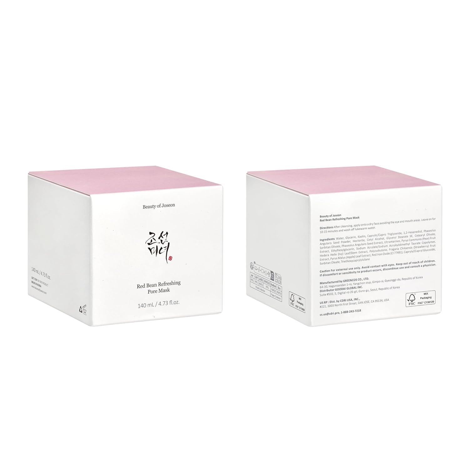 Red Bean Refreshing Pore Mask (140Ml, 4.73 Fl.Oz.) with Green Plum Refreshing Cleanser (100Ml, 3.38 Fl.Oz.), Korean Skincare